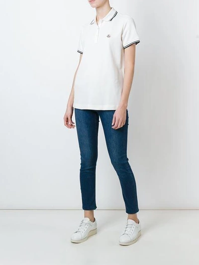 Shop Moncler Piped Collar Polo Shirt