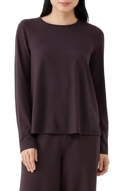 Shop Eileen Fisher Long Sleeve Crewneck Top In Cassis