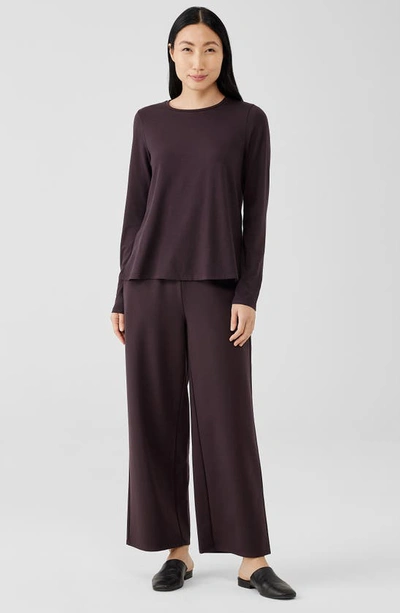 Shop Eileen Fisher Long Sleeve Crewneck Top In Cassis