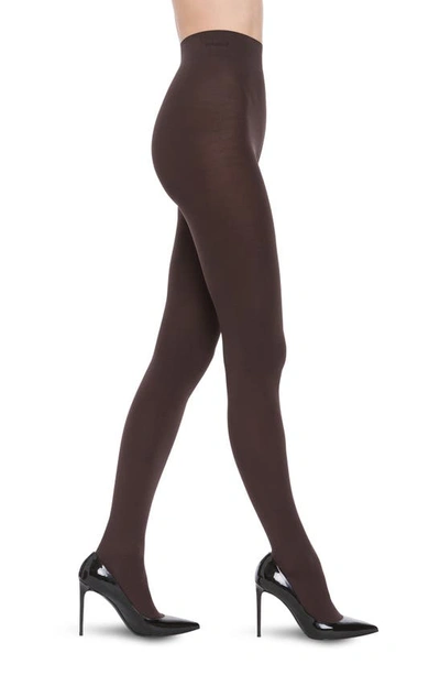 Shop Wolford Velvet Deluxe Opaque Tights In Soft Cacao