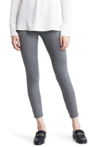 Hue Reversible Ponte Knit Crop Leggings In Black/ Gray