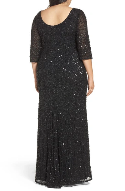 Shop Adrianna Papell Embellished Scoop Back Gown In Black