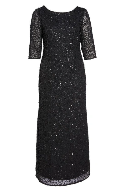 Shop Adrianna Papell Embellished Scoop Back Gown In Black