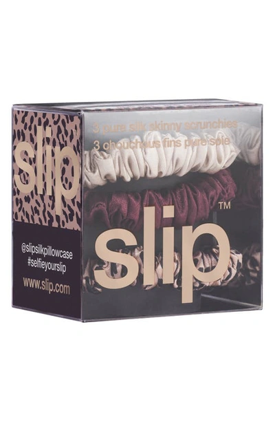 Shop Slip Pure Silk 3-pack Skinny Scrunchies In Wild Rose