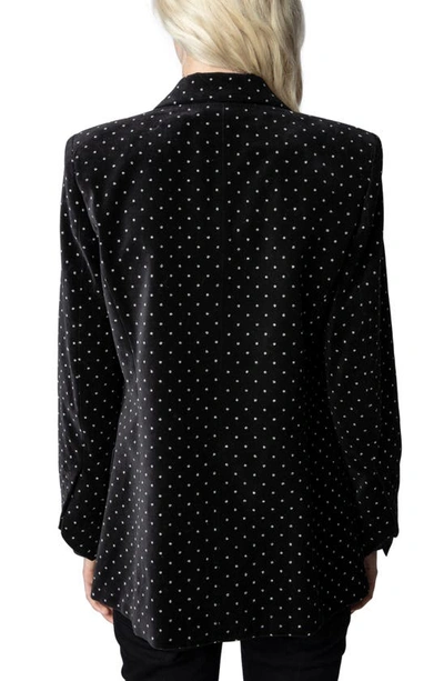 Shop Zadig & Voltaire Visko Glitter Dot Velveteen Jacket In Noir
