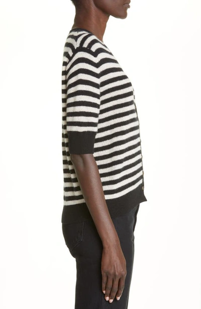 Shop Khaite Dianna Cashmere Cardigan In Black/ Custard Stripe
