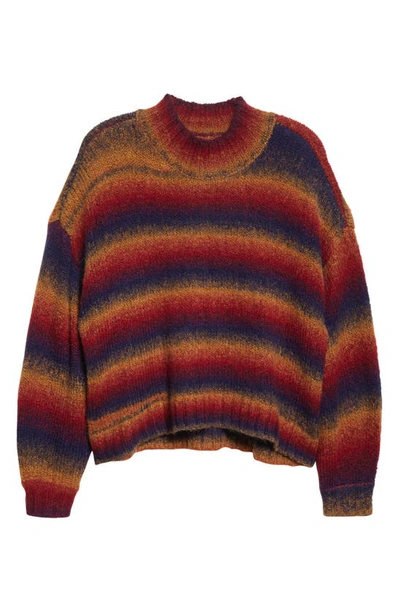 Shop Pistola Carlen Stripe Mock Neck Sweater In Merlot Academia Stripe