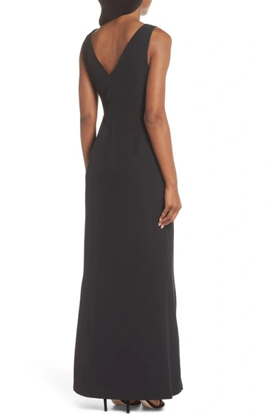 Shop Eliza J Ruffle Front Gown In Black