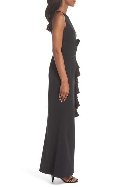 Shop Eliza J Ruffle Front Gown In Black