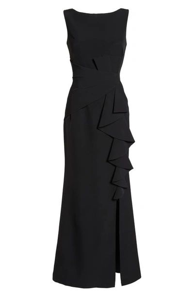 Shop Eliza J Ruffle Front Gown In Black