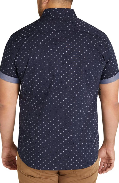 Shop Johnny Bigg Benson Arrow Print Stretch Short Sleeve Button-down Shirt In Navy