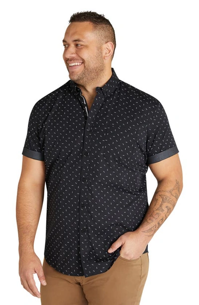 Shop Johnny Bigg Benson Arrow Print Stretch Short Sleeve Button-down Shirt In Black