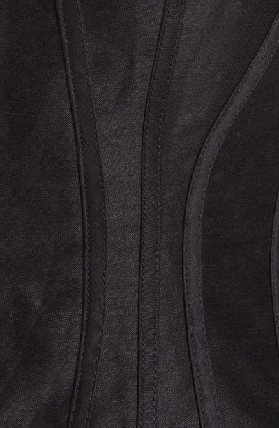 Shop Aje Giselle Puff Shoulder Linen Blend Corset Top In Black