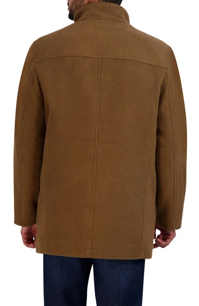 Shop Cole Haan Plush Wool Blend Coat In Camel