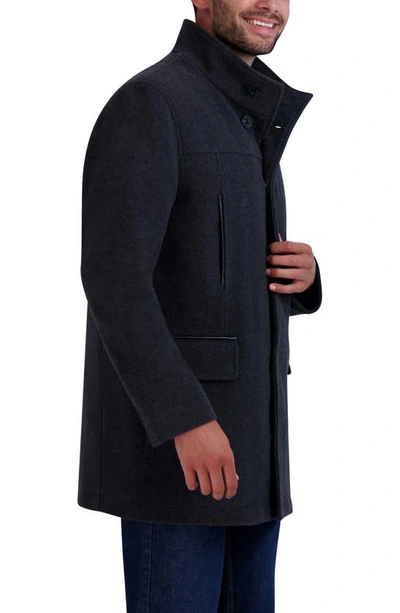 Cole Haan Plush Wool Blend Coat In Charcoal