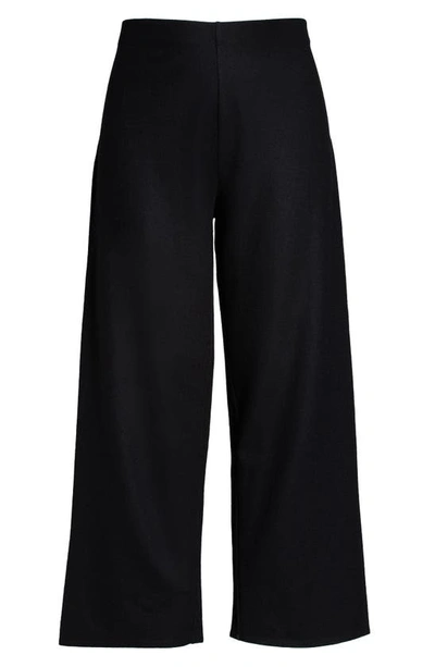 Shop Eileen Fisher High Waist Straight Leg Wool Pants In Black