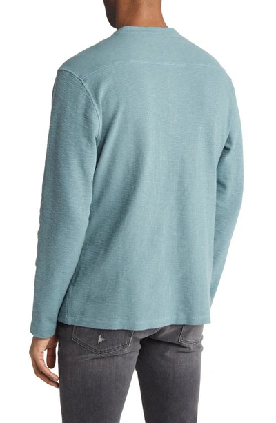 Shop Allsaints Muse Long Sleeve Thermal Henley In Rain Blue