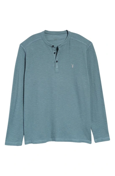 Shop Allsaints Muse Long Sleeve Thermal Henley In Rain Blue