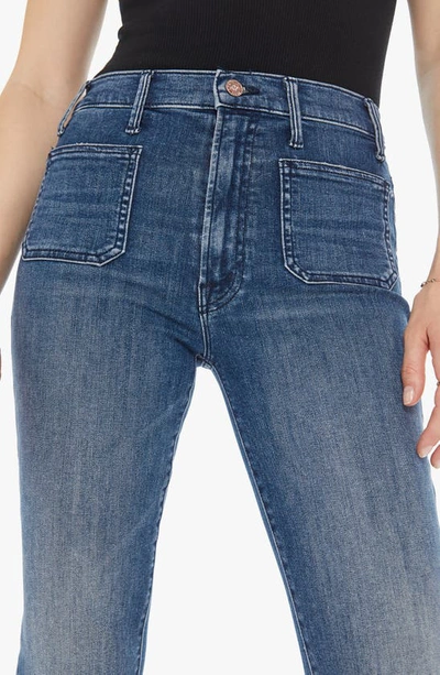 Shop Mother The Hustler Patch Pocket High Waist Ankle Flare Jeans In Out For The Evening