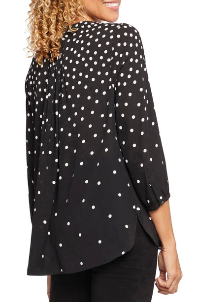 Shop Nydj High-low Crepe Blouse In Percy Dot