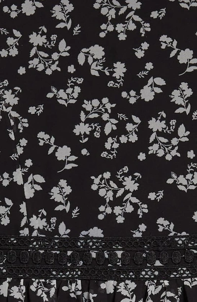 Shop Ava & Yelly Kids' Floral Long Sleeve Chiffon Peplum Dress In Black