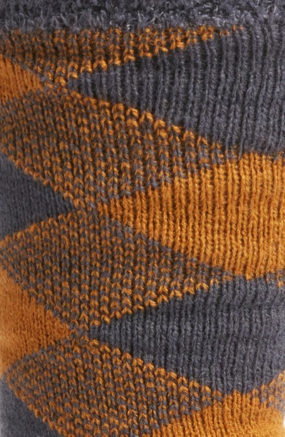Shop Ugg Grady Diamond Fleece Lined Crew Socks In Brown Mustard / Twilight