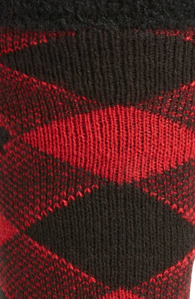 Shop Ugg Grady Diamond Fleece Lined Crew Socks In Samba Red / Black