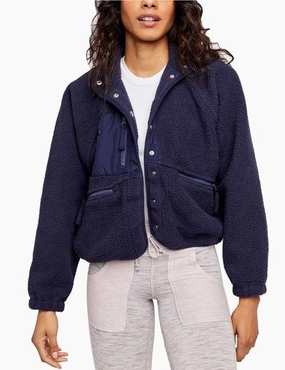 Shop Free People Movement Hit The Slopes Fleece Jacket In Navy
