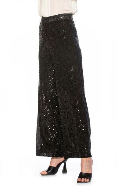 Shop Alexia Admor Illy Wide Leg Sequin Pants In Black