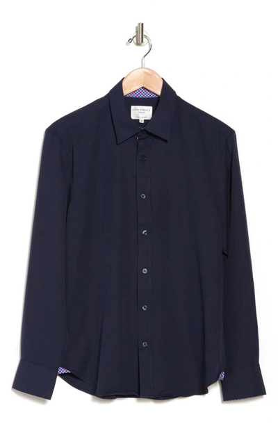 Shop Construct Slim Fit Solid 4-way Stretch Performance Button Down Shirt In Navy