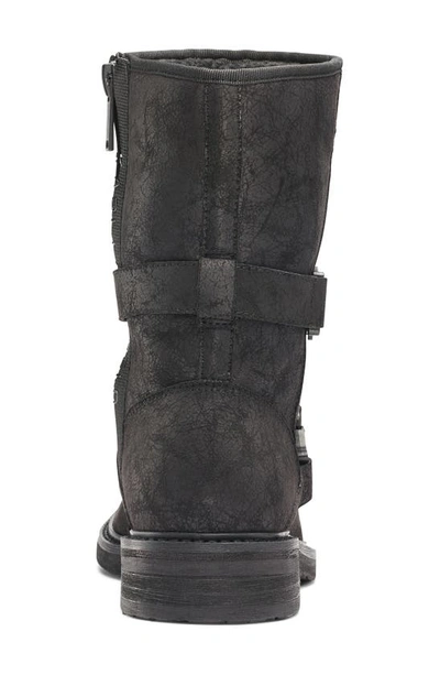 Karl Lagerfeld Faux Shearling Lined Double Buckle Boot In Black