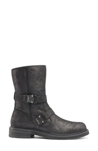 Shop Karl Lagerfeld Faux Shearling Lined Double Buckle Boot In Black