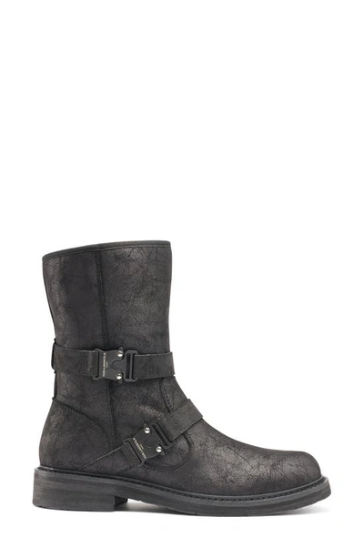 Karl Lagerfeld Faux Shearling Lined Double Buckle Boot In Black
