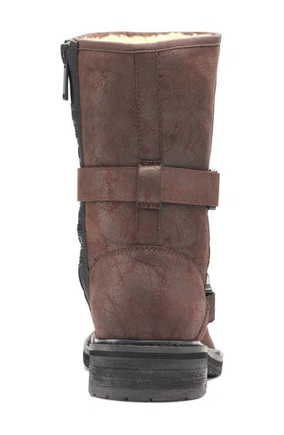 Karl Lagerfeld Faux Shearling Lined Double Buckle Boot In Brown