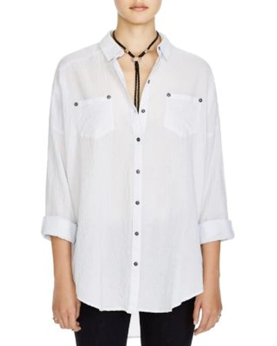 Free People 'love Her Madly' Puckered Top In White