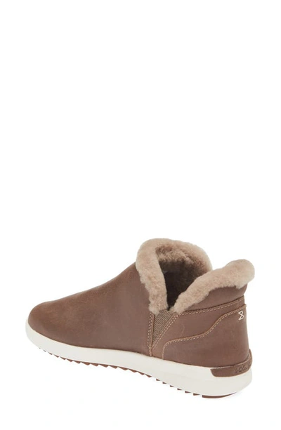 Shop Olukai Malua Hulu Genuine Shearling Slip-on Sneaker In Warn Taupe/ Off White