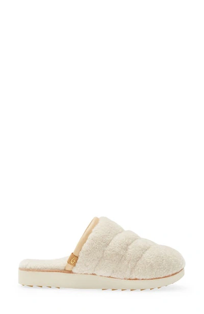 Olukai Pupu Mua Genuine Shearling Scuff Slipper In Tapa/ Tapa