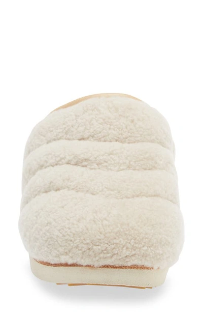 Olukai Pupu Mua Genuine Shearling Scuff Slipper In Tapa/ Tapa