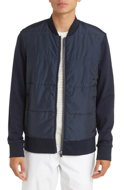 Shop Hugo Boss Skiles Quilted Zip-up Sweatshirt In Dark Blue