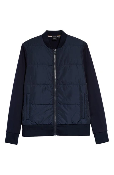 Shop Hugo Boss Skiles Quilted Zip-up Sweatshirt In Dark Blue