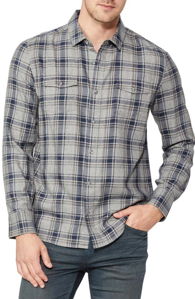 Shop Paige Everett Plaid Flannel Button-up Shirt In Charcoal Sky