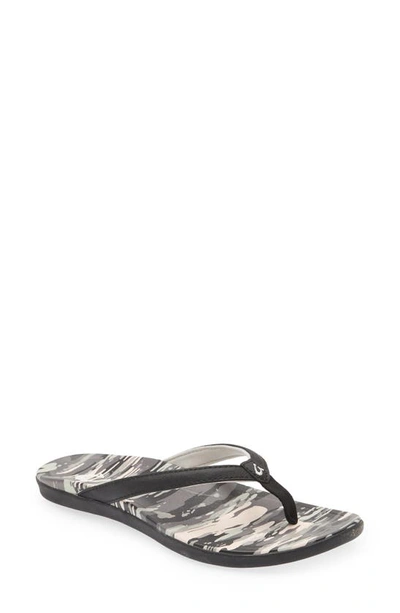 Shop Olukai Ho'opio Hau Flip Flop In Black/ Wai Camo