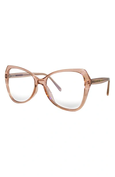 Shop Fifth & Ninth Margot 54mm Butterfly Blue Light Blocking Glasses In Transparent Tan/ Clear