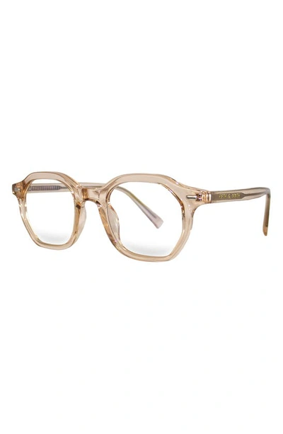 Fifth & Ninth Cameron 48mm Round Blue Light Blocking Glasses In Transparent Tan/ Clear