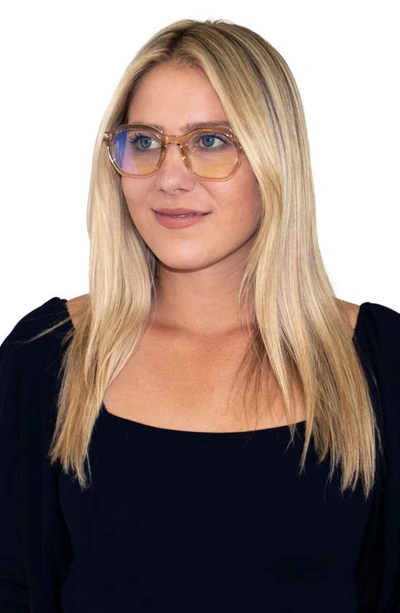 Fifth & Ninth Cameron 48mm Round Blue Light Blocking Glasses In Transparent Tan/ Clear