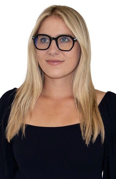 Fifth & Ninth Cameron 48mm Round Blue Light Blocking Glasses In Black/ Clear