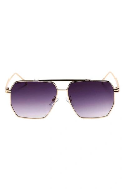 Shop Fifth & Ninth Goldie 60mm Polarized Aviator Sunglasses In Gold/ Purple