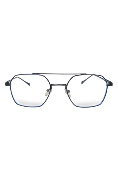 Shop Fifth & Ninth Loki 51mm Geometric Blue Light Blocking Glasses In Black/ Clear