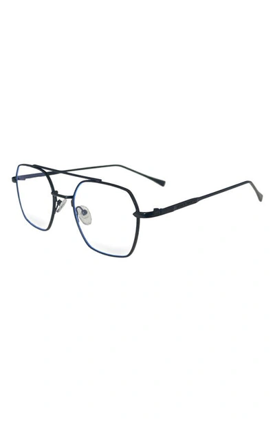 Shop Fifth & Ninth Loki 51mm Geometric Blue Light Blocking Glasses In Black/ Clear