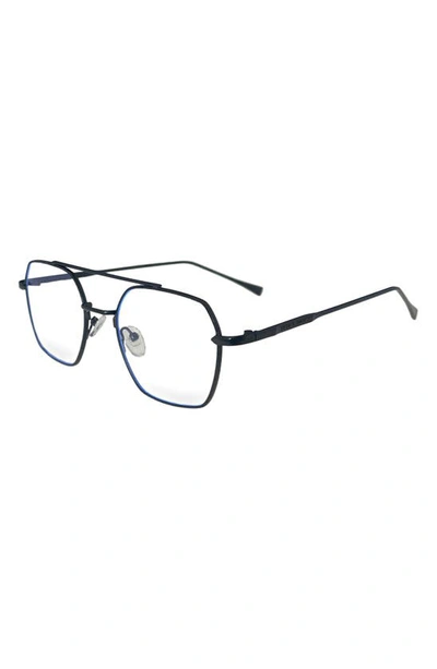 Fifth & Ninth Loki 51mm Geometric Blue Light Blocking Glasses In Black/ Clear
